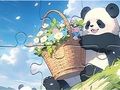 Joc Trencaclosques: Panda de flors de cistella  en línia