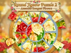 Joc Round jigsaw Puzzle 2 - Assemble Bouquet flowers en línia