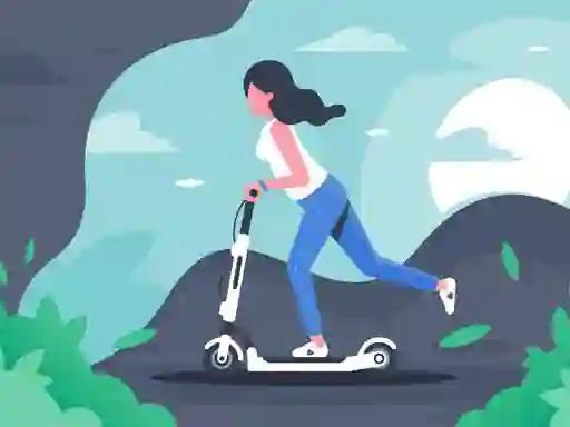 Joc Electric scooter rides jigsaw en línia
