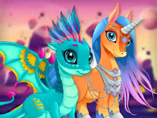 Joc Cute Unicorns And Dragons Puzzle en línia
