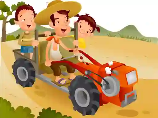 Joc Cartoon Tractor Puzzle en línia