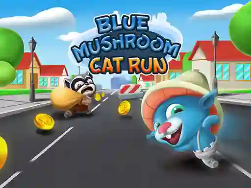 Joc Blue Mushroom Cat Run en línia