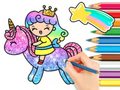 Joc Llibre per pintar: Princesa Unicorn  en línia