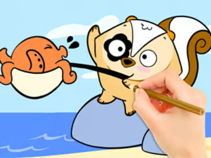 Joc Llibre per pintar: pesca sorpresa  en línia