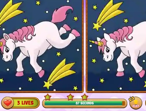 Joc Unicorn troba les diferències  en línia