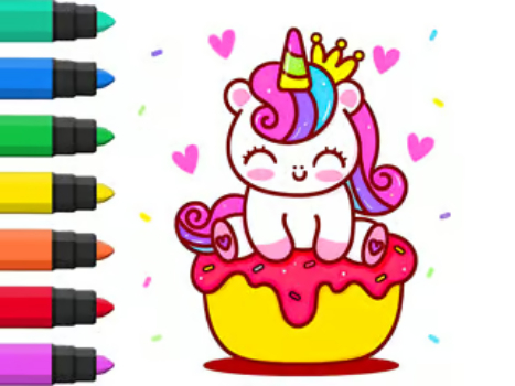 Joc Llibre per pintar: unicorn Cupcake  en línia